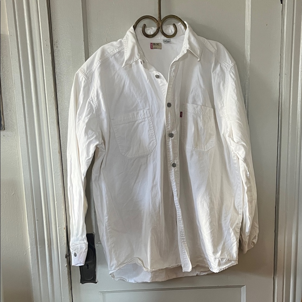 Vintage White Denim Levi’s Red Tag Grommet Button Shirt